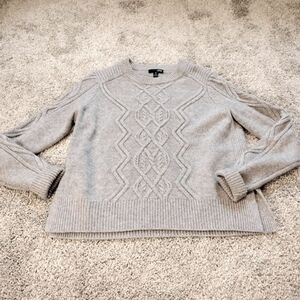 Aqua Cashmere Gray Cable Knit Long Sleeve Sweater Sz M